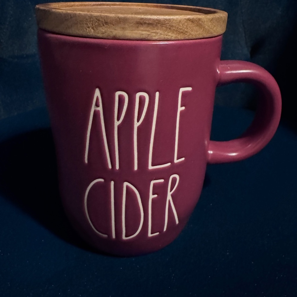 Rae Dunn Apple Cider Mug with Wooden Lid 18 oz XL Plum Color - Picture 6 of 6
